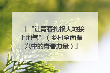 “让青春扎根大地接上地气”（乡村全面振兴中的青春力量）