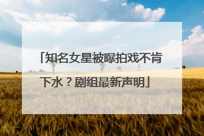 知名女星被曝拍戏不肯下水？剧组最新声明