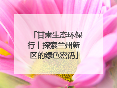 甘肃生态环保行丨探索兰州新区的绿色密码