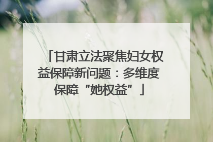 甘肃立法聚焦妇女权益保障新问题：多维度保障“她权益”