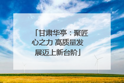 甘肃华亭：聚匠心之力 高质量发展迈上新台阶