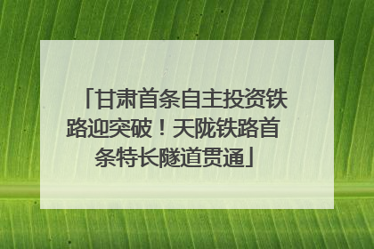 甘肃首条自主投资铁路迎突破！天陇铁路首条特长隧道贯通