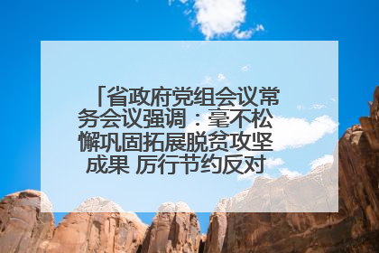 省政府党组会议常务会议强调：毫不松懈巩固拓展脱贫攻坚成果 厉行节约反对浪费弘扬优良作风