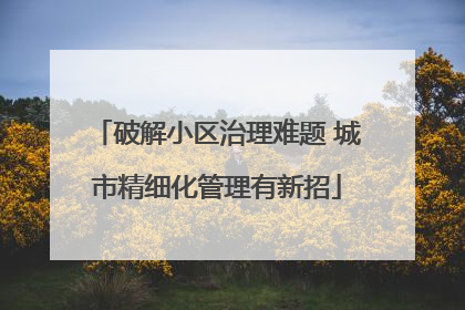 破解小区治理难题 城市精细化管理有新招