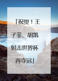祝贺！王子菲、胡凯射击世界杯再夺冠