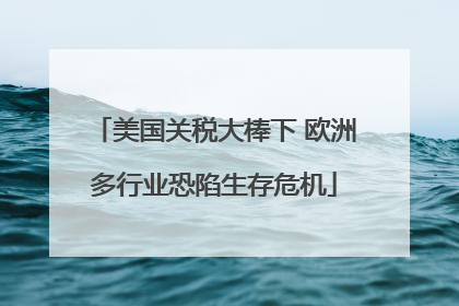 美国关税大棒下 欧洲多行业恐陷生存危机