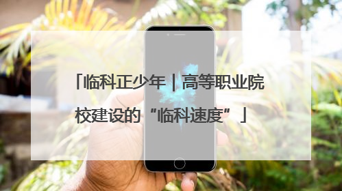 临科正少年｜高等职业院校建设的“临科速度”