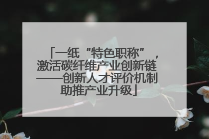 一纸“特色职称”，激活碳纤维产业创新链——创新人才评价机制 助推产业升级