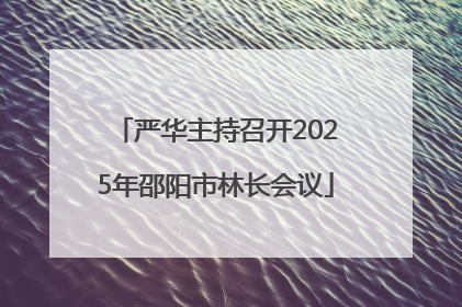 严华主持召开2025年邵阳市林长会议