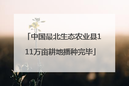 中国最北生态农业县111万亩耕地播种完毕