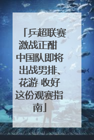 乒超联赛激战正酣 中国队即将出战男排、花游 收好这份观赛指南
