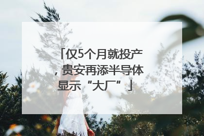 仅5个月就投产，贵安再添半导体显示“大厂”