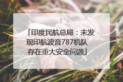 印度民航总局：未发现印航波音787机队存在重大安全问题