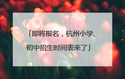 即将报名，杭州小学、初中招生时间表来了