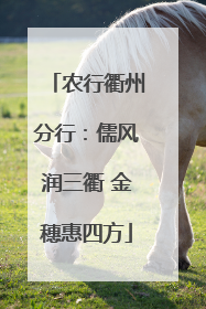 农行衢州分行：儒风润三衢 金穗惠四方