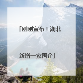 刚刚宣布！湖北新增一家国企