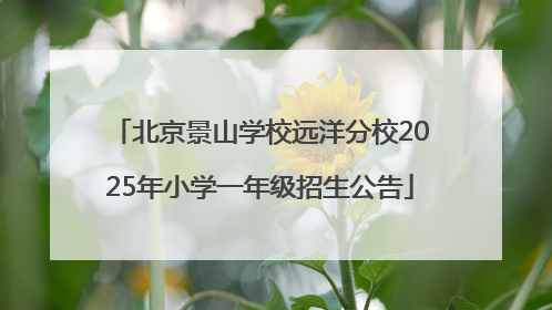 北京景山学校远洋分校2025年小学一年级招生公告