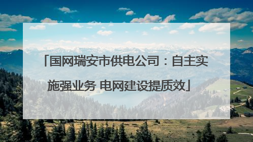 国网瑞安市供电公司：自主实施强业务 电网建设提质效