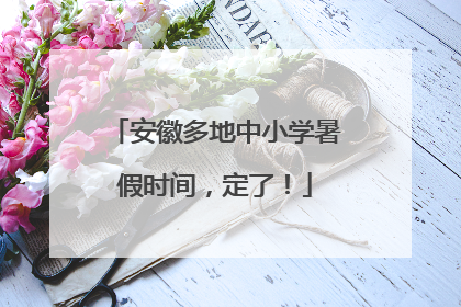 安徽多地中小学暑假时间，定了！