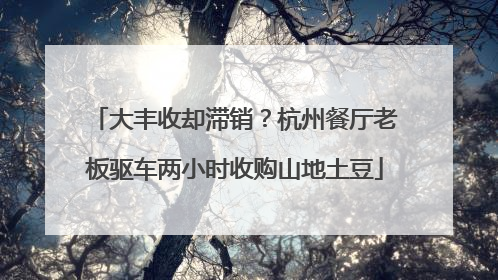 大丰收却滞销？杭州餐厅老板驱车两小时收购山地土豆