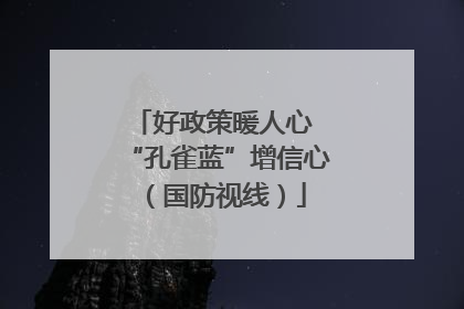 好政策暖人心 “孔雀蓝”增信心（国防视线）
