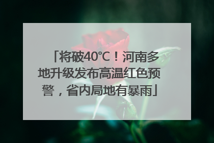 将破40℃！河南多地升级发布高温红色预警，省内局地有暴雨