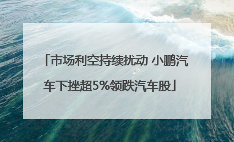 市场利空持续扰动 小鹏汽车下挫超5%领跌汽车股