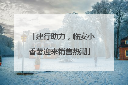 建行助力，临安小香薯迎来销售热潮
