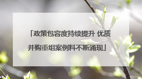 政策包容度持续提升 优质并购重组案例料不断涌现