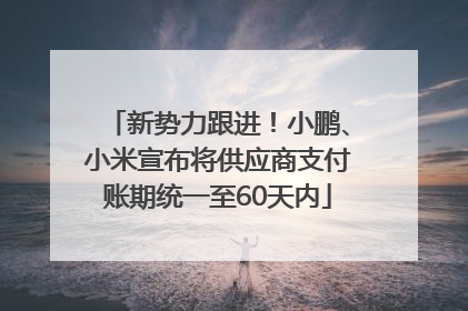 新势力跟进！小鹏、小米宣布将供应商支付账期统一至60天内