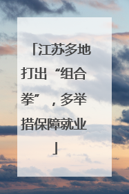 江苏多地打出“组合拳”，多举措保障就业