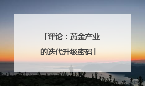 评论：黄金产业的迭代升级密码
