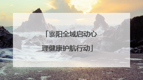 襄阳全域启动心理健康护航行动