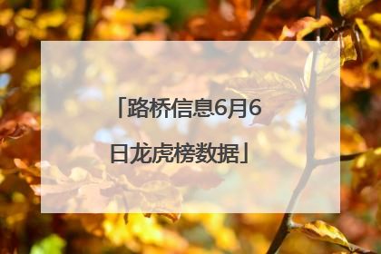 路桥信息6月6日龙虎榜数据