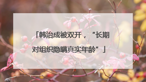 韩治成被双开，“长期对组织隐瞒真实年龄”