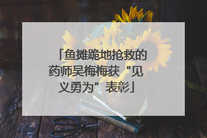 鱼摊跪地抢救的药师吴梅梅获“见义勇为”表彰