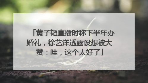 黄子韬直播时称下半年办婚礼，徐艺洋透露设想被大赞：哇，这个太好了