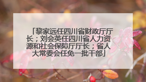黎家远任四川省财政厅厅长；刘会英任四川省人力资源和社会保障厅厅长；省人大常委会任免一批干部