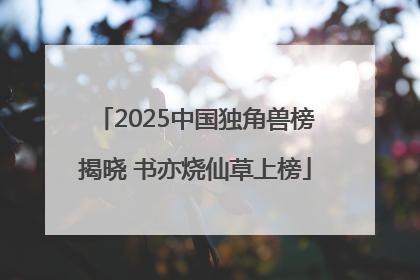 2025中国独角兽榜揭晓 书亦烧仙草上榜